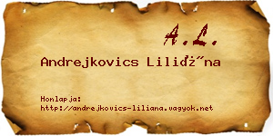 Andrejkovics Liliána névjegykártya